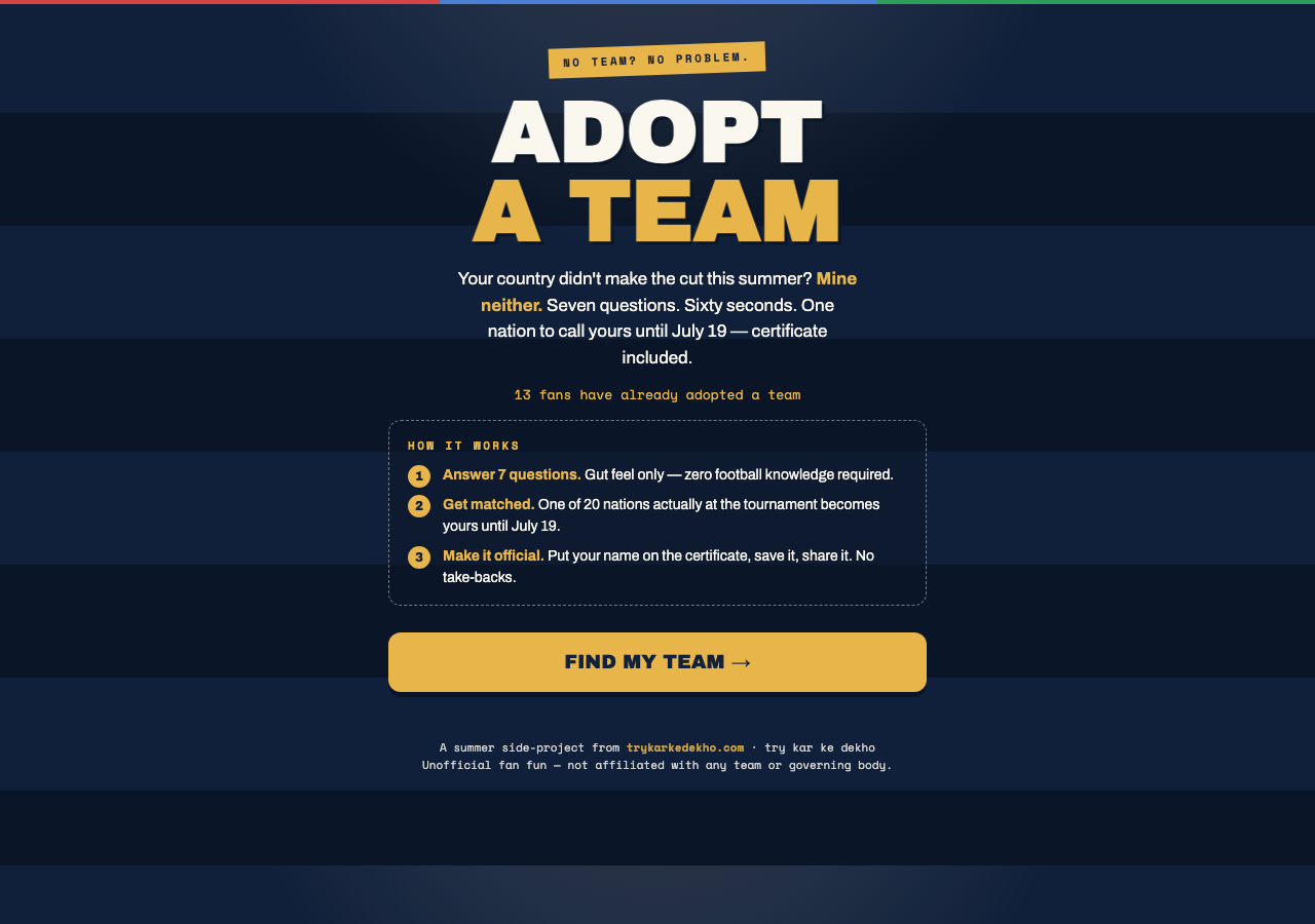 Adopt a Team — the quiz that matches you to a nation